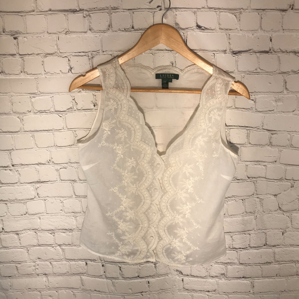 Lauren Ralph Lauren Boho Lace Embroidered Vest